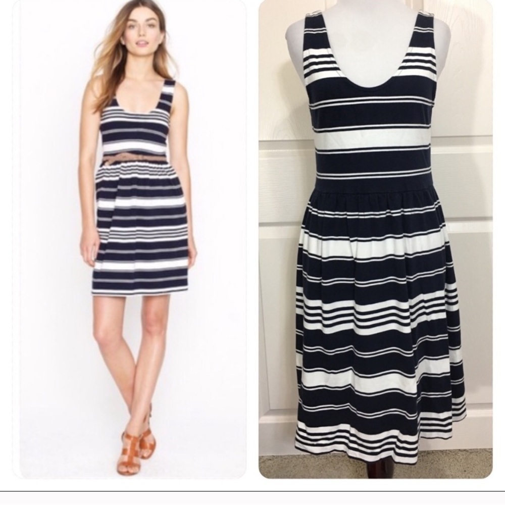 J. Crew Villa Tank Striped Dress Navy White Size S